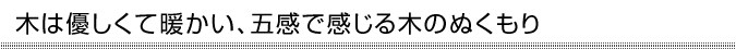 木は優しくて暖かい、五感で感じる木のぬくもり